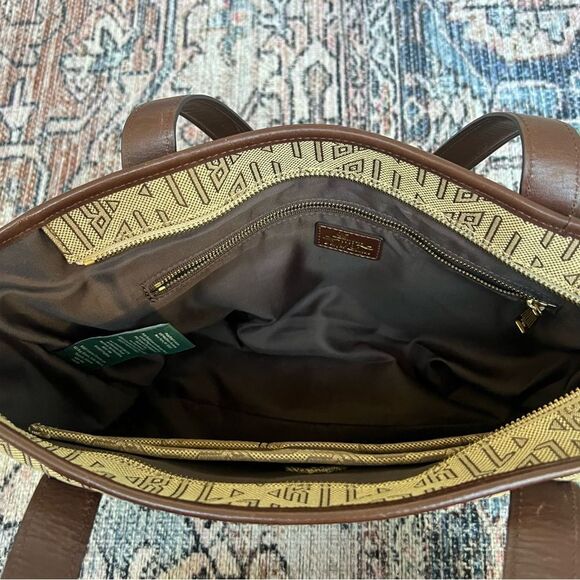 Ralph Lauren Vintage Signature Khaki Brown Medium Satchel Tote Handbag - Picture 8 of 13